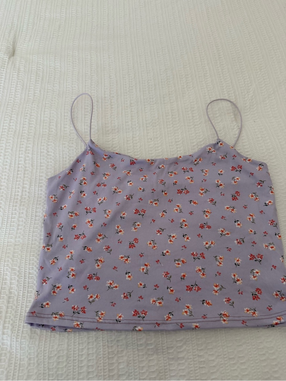 gaze Lavender Floral Spaghetti-Strap Crop Camisole